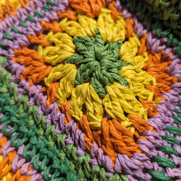 Hand Knit Boho Hollow Out Hat Crochet Bucket Hat Wide Brim Flower - Picture 4 of 5